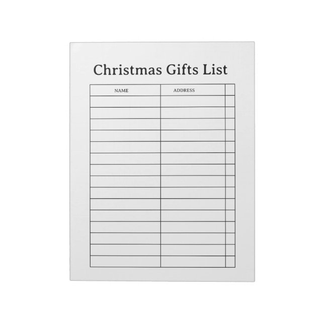Christmas Gift List Notepad (Rotated)
