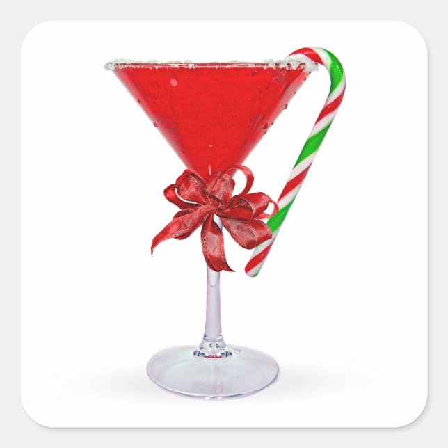 Christmas Gift Martini Cocktail Square Sticker (Front)
