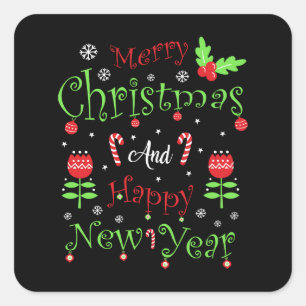 Christmas Gift Merry Christmas and Happy New Year Square Sticker