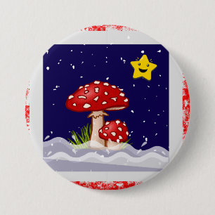 Christmas gift mushrooms  7.5 cm round badge
