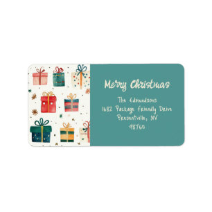 Christmas Gift Packages Vintage Address Label