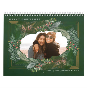 Christmas Gift Photo Forest Green Calendar