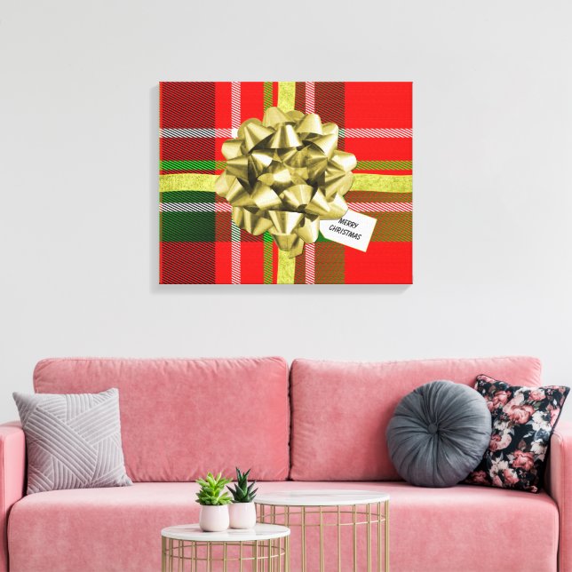 Christmas  Gift Print Tartan Pattern Home Deco (Insitu(LivingRoom))