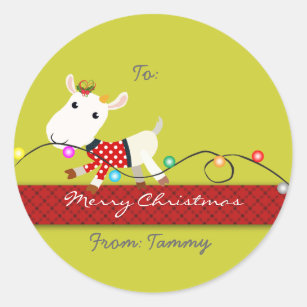 Christmas Gift Sticker (Goat Kid) - Customisable