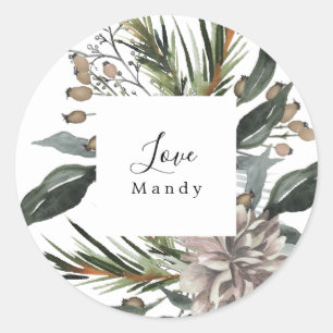 Christmas Gift Sticker Vintage Floral Holiday