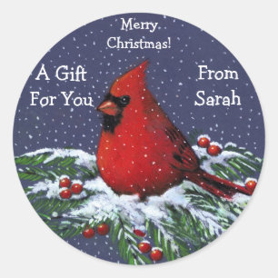 CHRISTMAS GIFT STICKERS: PERSONALIZED: BIRD CLASSIC ROUND STICKER