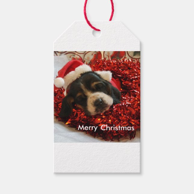 Christmas gift tag Basset hound (Front)