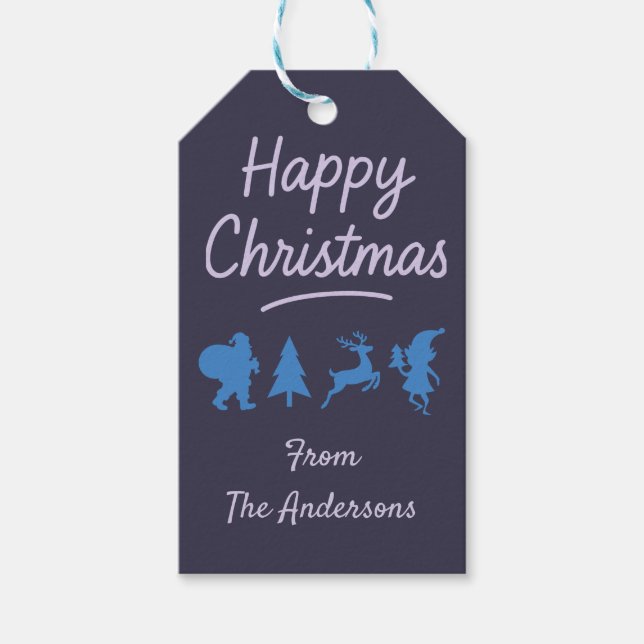 Christmas Gift Tag - Blue Silhouette (Front)