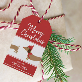 Christmas Gift Tag Dachshund Personalised Doxie