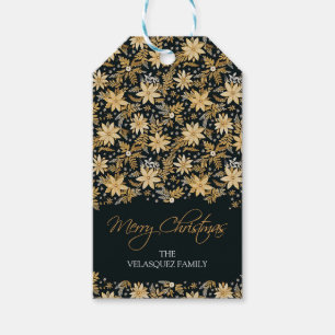 Christmas Gift Tag, Gold Poinsettia and Wreath Tags