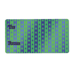 Christmas Gift Tag Labels green/blue tree pattern