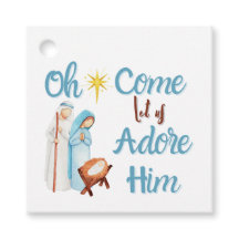 Christmas gift tag nativity scene Christian Theme