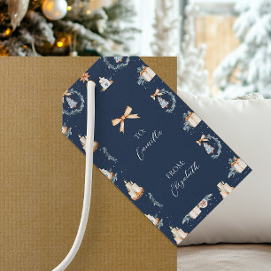Christmas Gift Tag Navy Watercolor Holiday Label