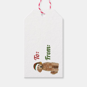 Christmas Gift Tag of golden doodle