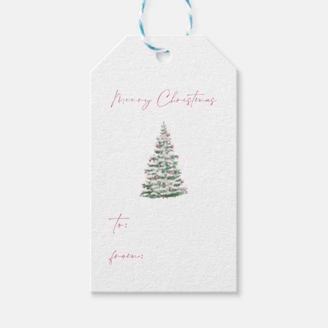 Christmas Gift Tag Pink Christmas Tree Nutcracker (Front)