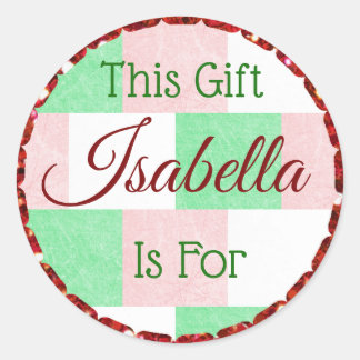 Christmas Gift Tag Red Green Personalised Name