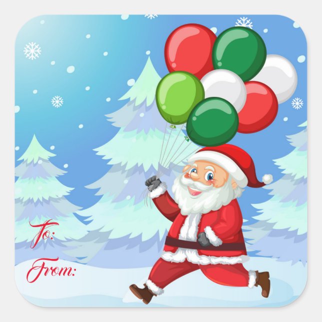 Christmas Gift Tag Stickers-Santa (Front)