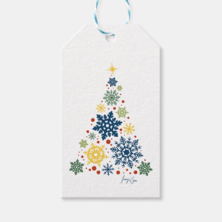 Christmas Gift Tag | Vintage Retro Snowflake Tree