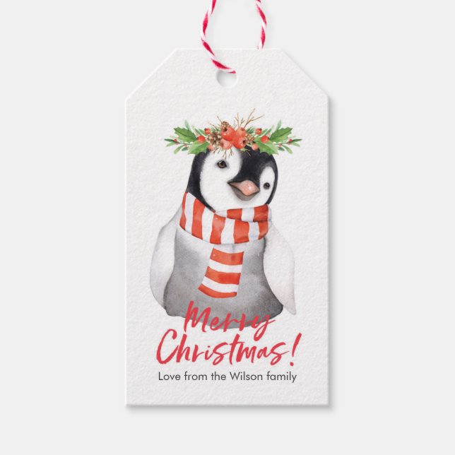 Christmas gift tags cute penguin (Front)