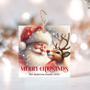 Christmas Gift Tags Cute Santa and Rudolph Art