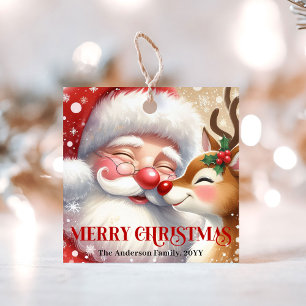 Christmas Gift Tags Featuring Cute Santa Rudolph