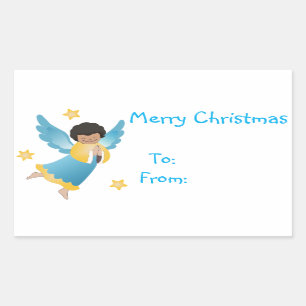Christmas Gift Tags/Rectangle Stickers/Angel Rectangular Sticker