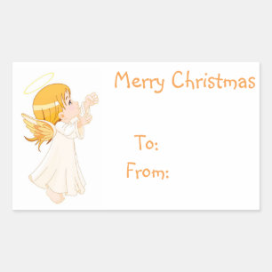 Christmas Gift Tags/Rectangle Stickers/Angel Rectangular Sticker