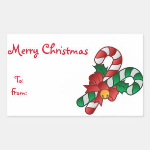 Christmas Gift Tags/Rectangle Stickers/Candy Canes Rectangular Sticker