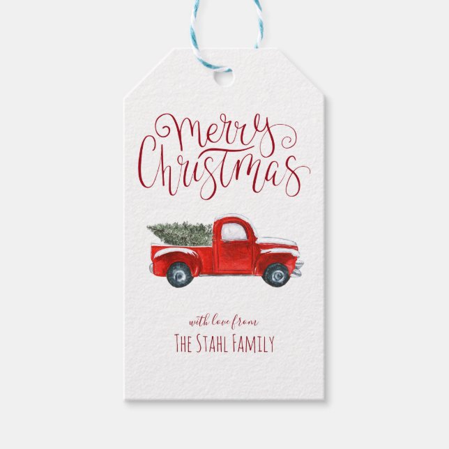 Christmas Gift Tags - Vintage Red Truck (Front)