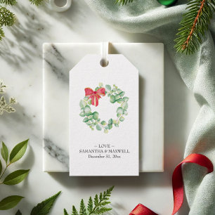 Christmas Gift Tags Watercolor Wreath