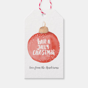 Christmas gift tags watercolour Jolly Christmas