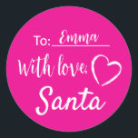 Christmas Gift Tags With Love From Santa Sticker<br><div class="desc">Christmas Pink Gift Tags With Love From Santa Sticker.</div>
