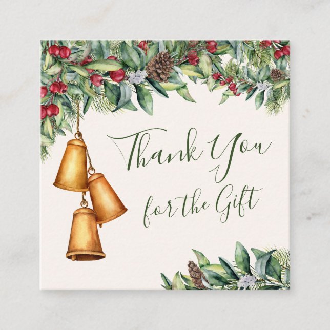 Christmas gift Thank You Square Business Card (Front)