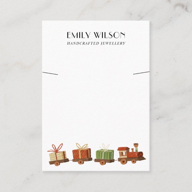 CHRISTMAS GIFT TOY TRAIN NECKLACE BRACELET DISPLAY BUSINESS CARD (Front)