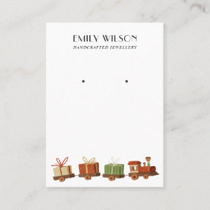 CHRISTMAS GIFT TOY TRAIN STUD EARRING DISPLAY BUSINESS CARD