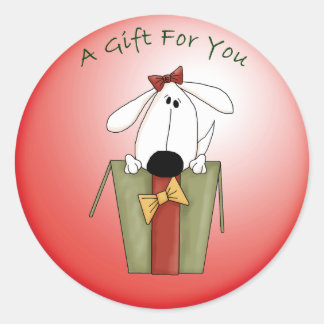 Christmas Gift  Whimsical Puppy Dog Classic Round Sticker
