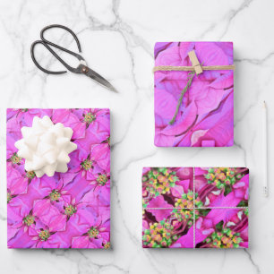 Christmas Gift Wrap Pink Poinsettias
