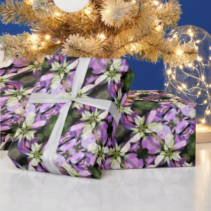 Christmas Gift Wrap Roll - Lavender Poinsettia