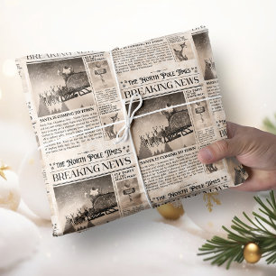 Christmas Gift Wrap Vintage Wrapping Paper Sepia