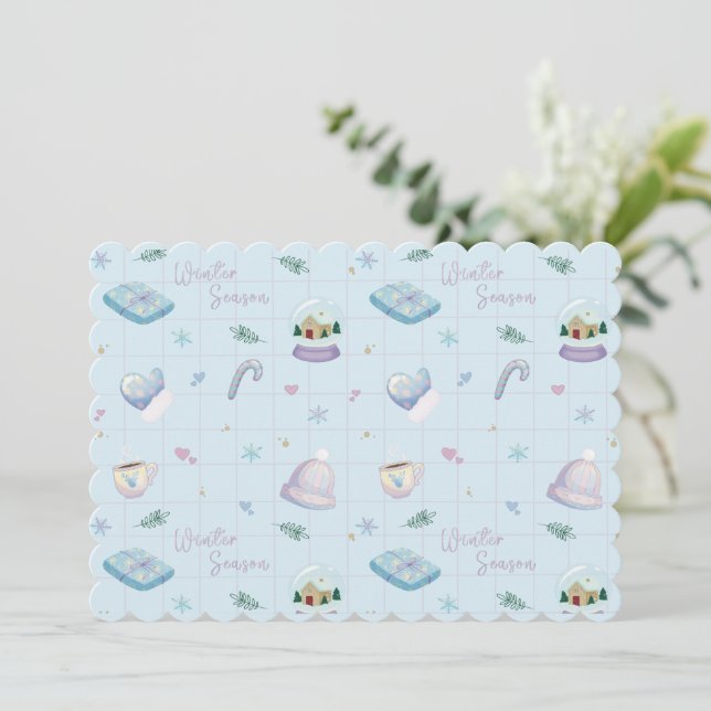 Christmas Gift Wrap with Festive Holiday Patterns  Invitation (Standing Front)