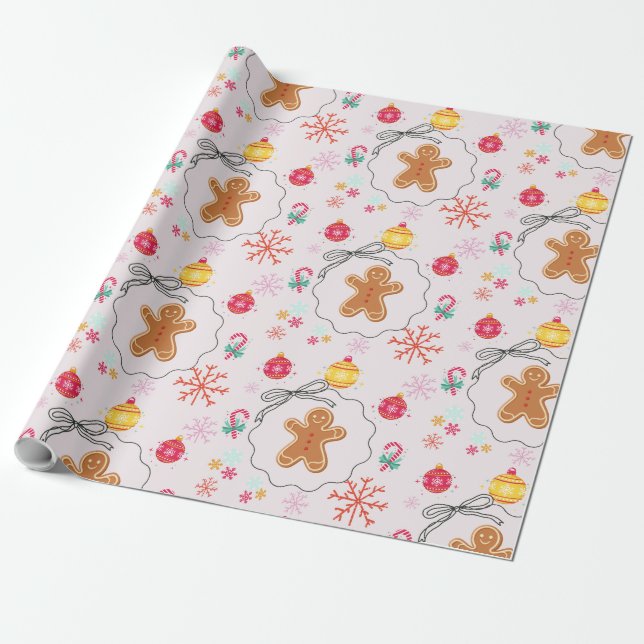 Christmas Gift Wrap with Gingerbread (Unrolled)