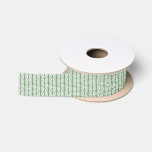 Christmas Gift Wrap With Sage Green White Zigzag Satin Ribbon