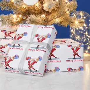 Christmas Gift Wrapping Paper Funny Fitness Santa