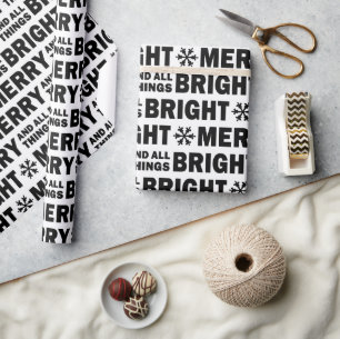 Christmas Gift Wrapping Paper Merry and Bright