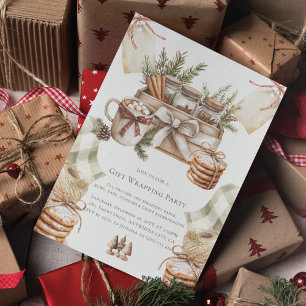 Christmas Gift Wrapping Party Watercolor  Invitation