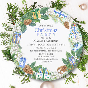 Christmas Gift Wreath Corporate Christmas Party Invitation