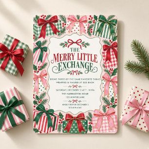 Christmas Gifts Bows Favourite Things Exchange Invitation