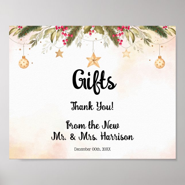Christmas Gifts Bridal Shower Wedding  Poster (Front)