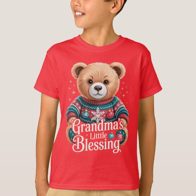 Christmas Gifts for Grandkids Grandma’s Blessing T-Shirt (Front)