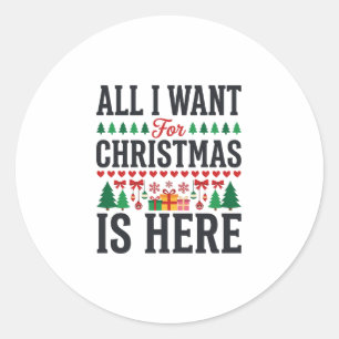 Christmas Gifts Holiday Typography Design Classic Round Sticker